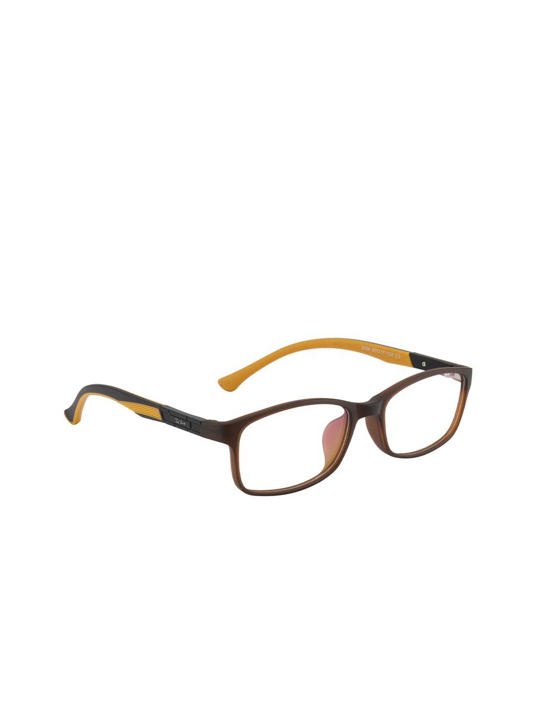 ted smith unisex brown & yellow full rim rectangle frames eyeglasses