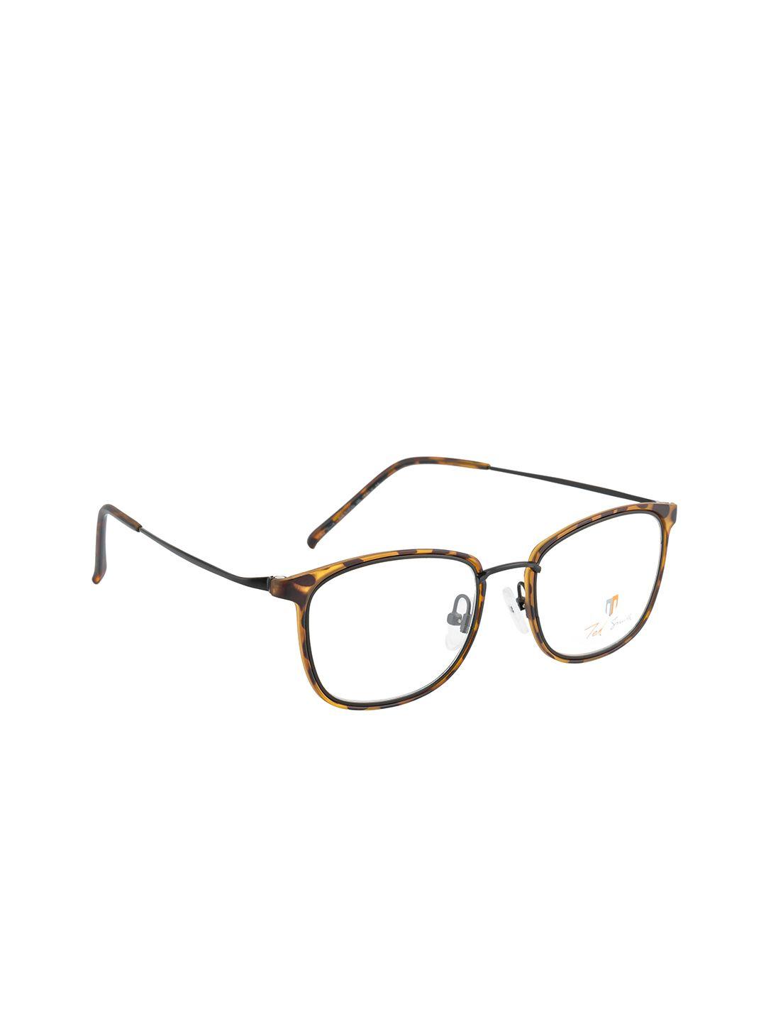 ted smith unisex brown & yellow full rim rectangle frames eyeglasses