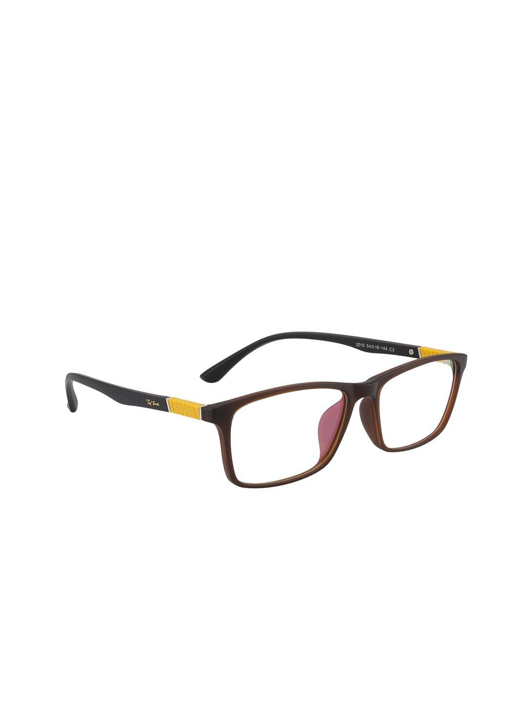 ted smith unisex brown & yellow full rim rectangle frames