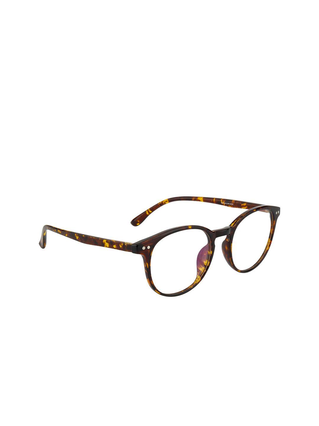 ted smith unisex brown & yellow full rim round frames