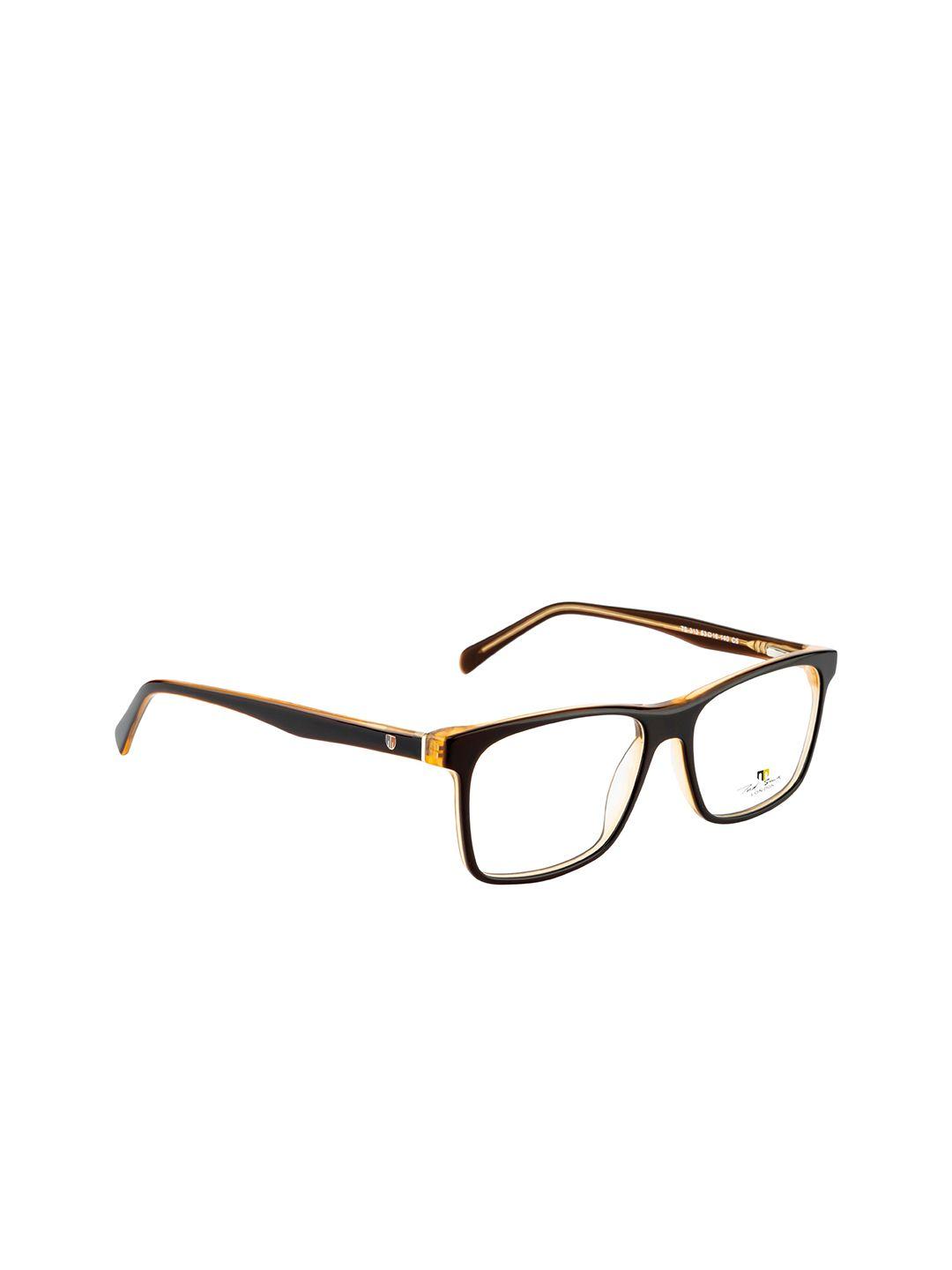 ted smith unisex brown & yellow full rim wayfarer frames