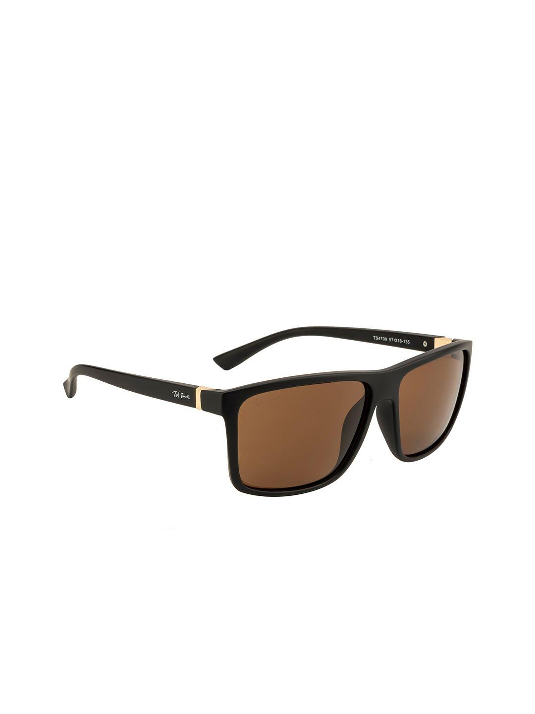 ted smith unisex brown lens & black wayfarer sunglasses with uv protected lens blazed_c2