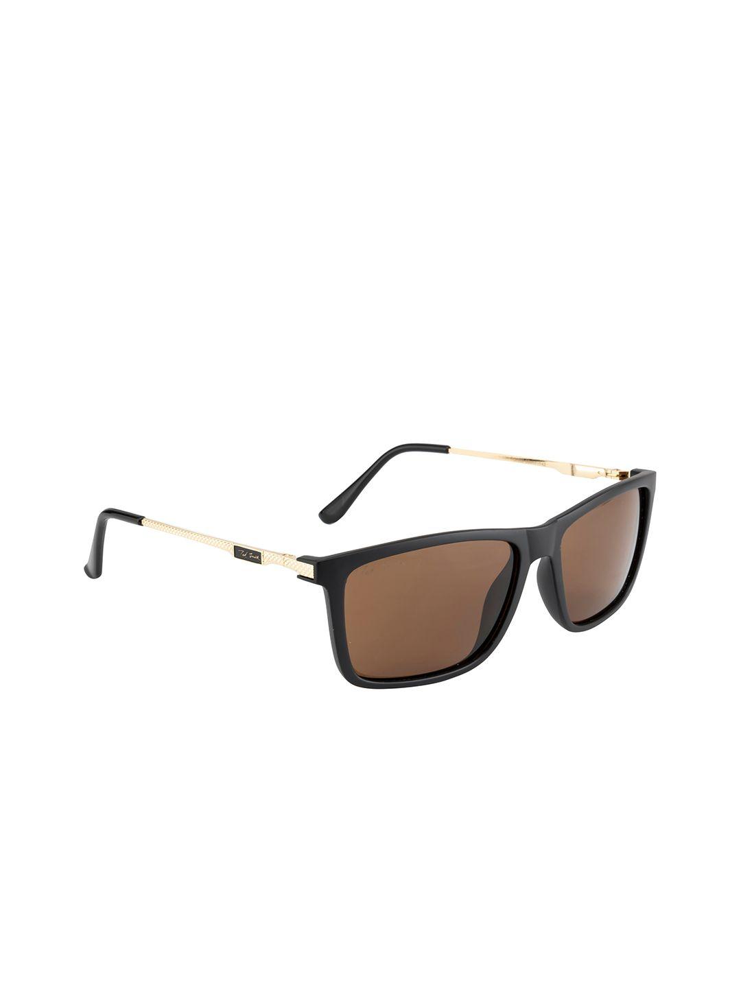 ted smith unisex brown lens & black wayfarer uv protected lens sunglasses