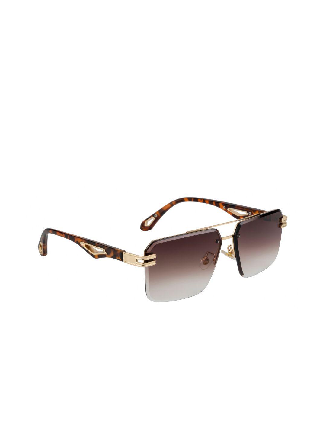 ted smith unisex brown lens & gold-toned aviator sunglasses with uv protected lens