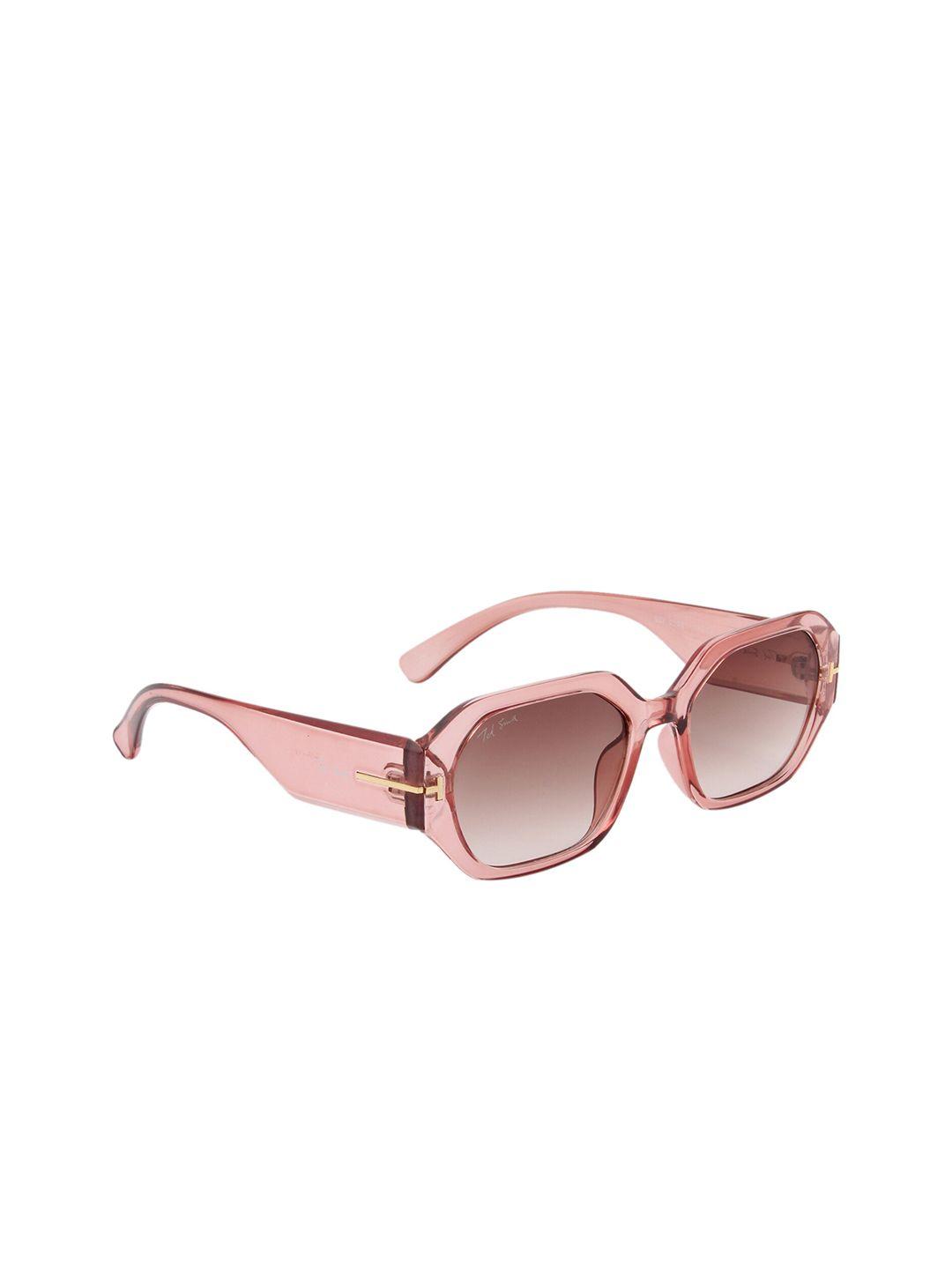 ted smith unisex brown lens & pink oval sunglasses with uv protected lens rapper_c8-brown