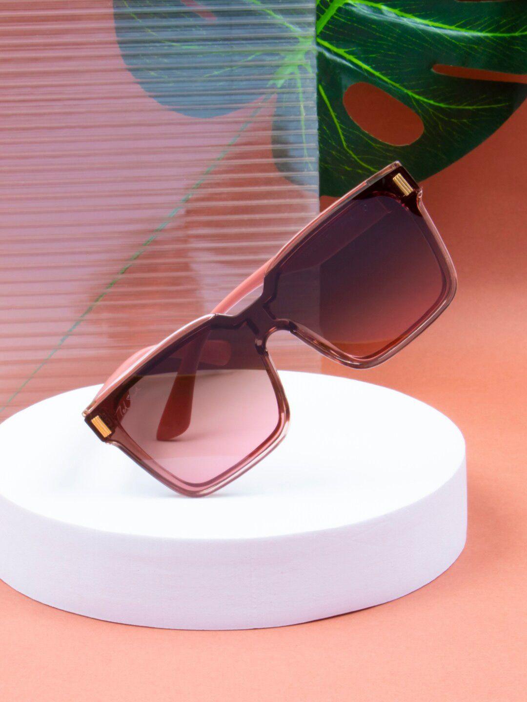 ted smith unisex brown lens & pink oversized sunglasses with uv protected lens