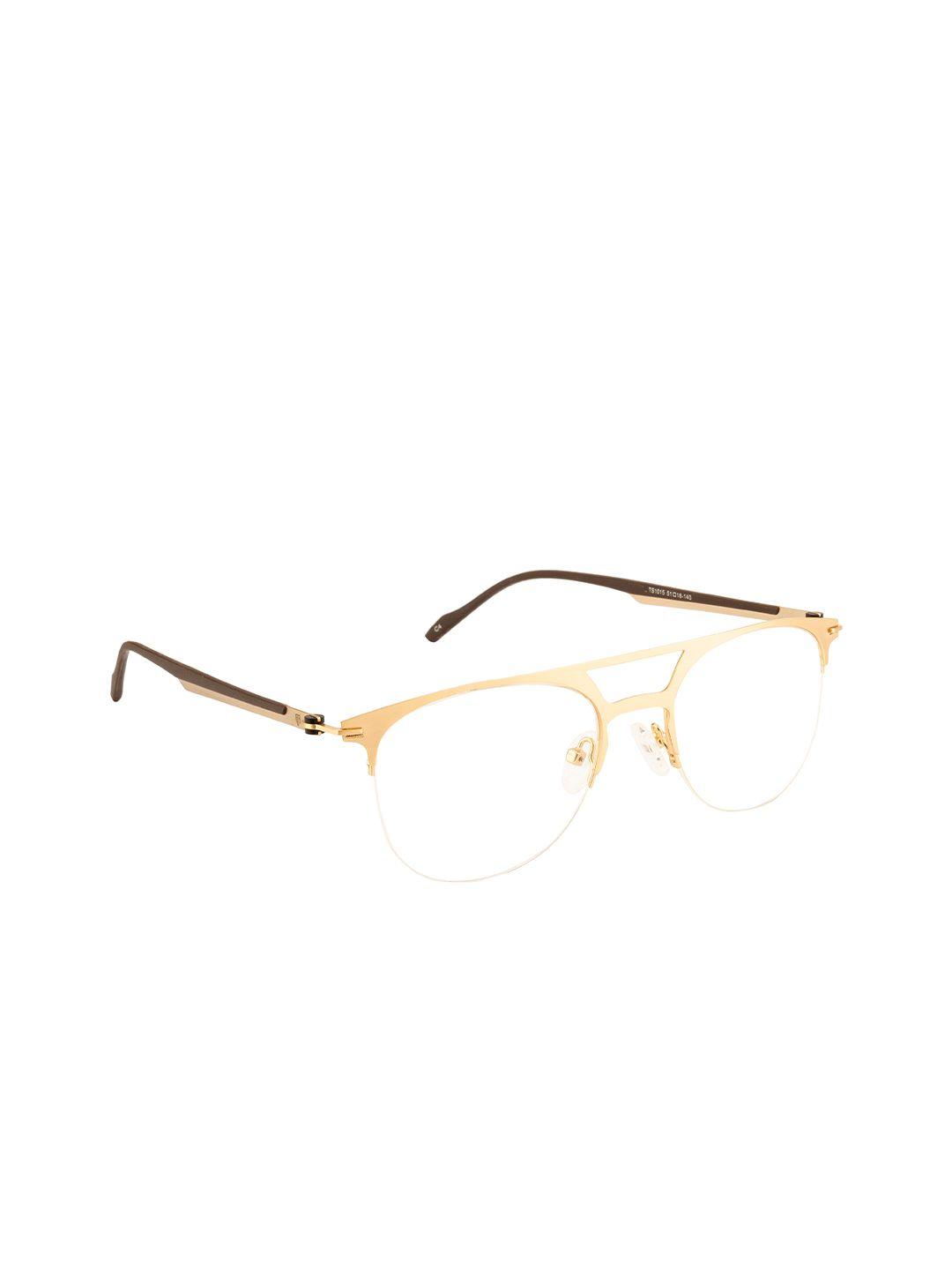 ted smith unisex gold-toned & black colourblocked half rim aviator frames eyeglasses