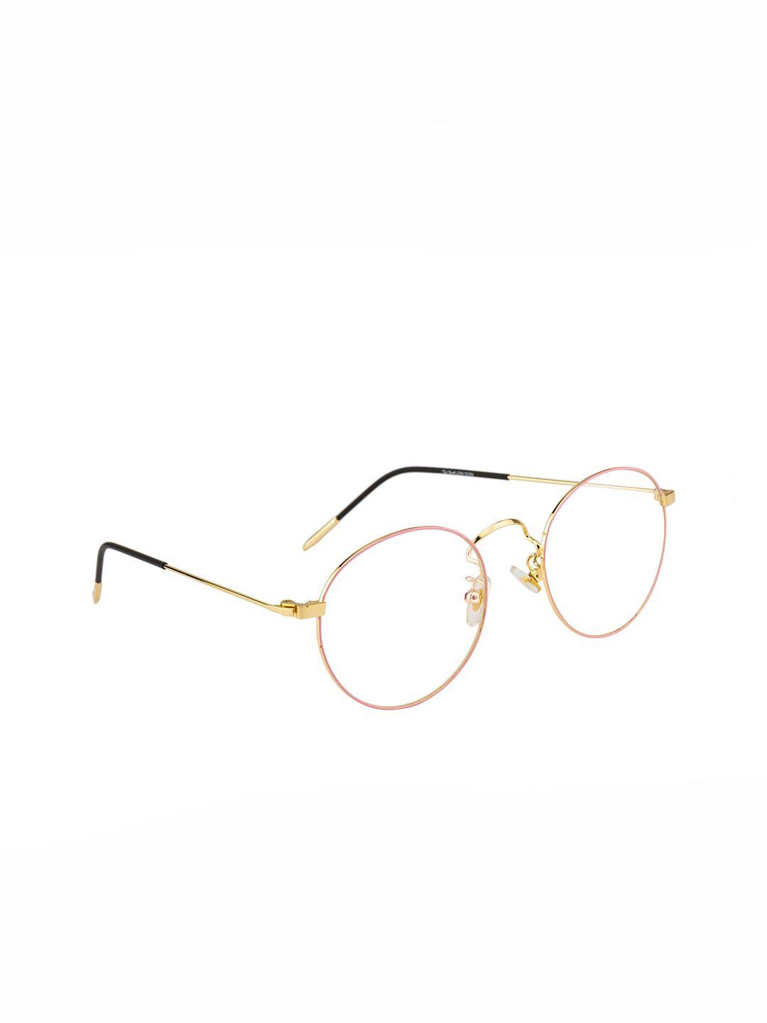 ted smith unisex gold-toned & black full rim round frames eyeglasses