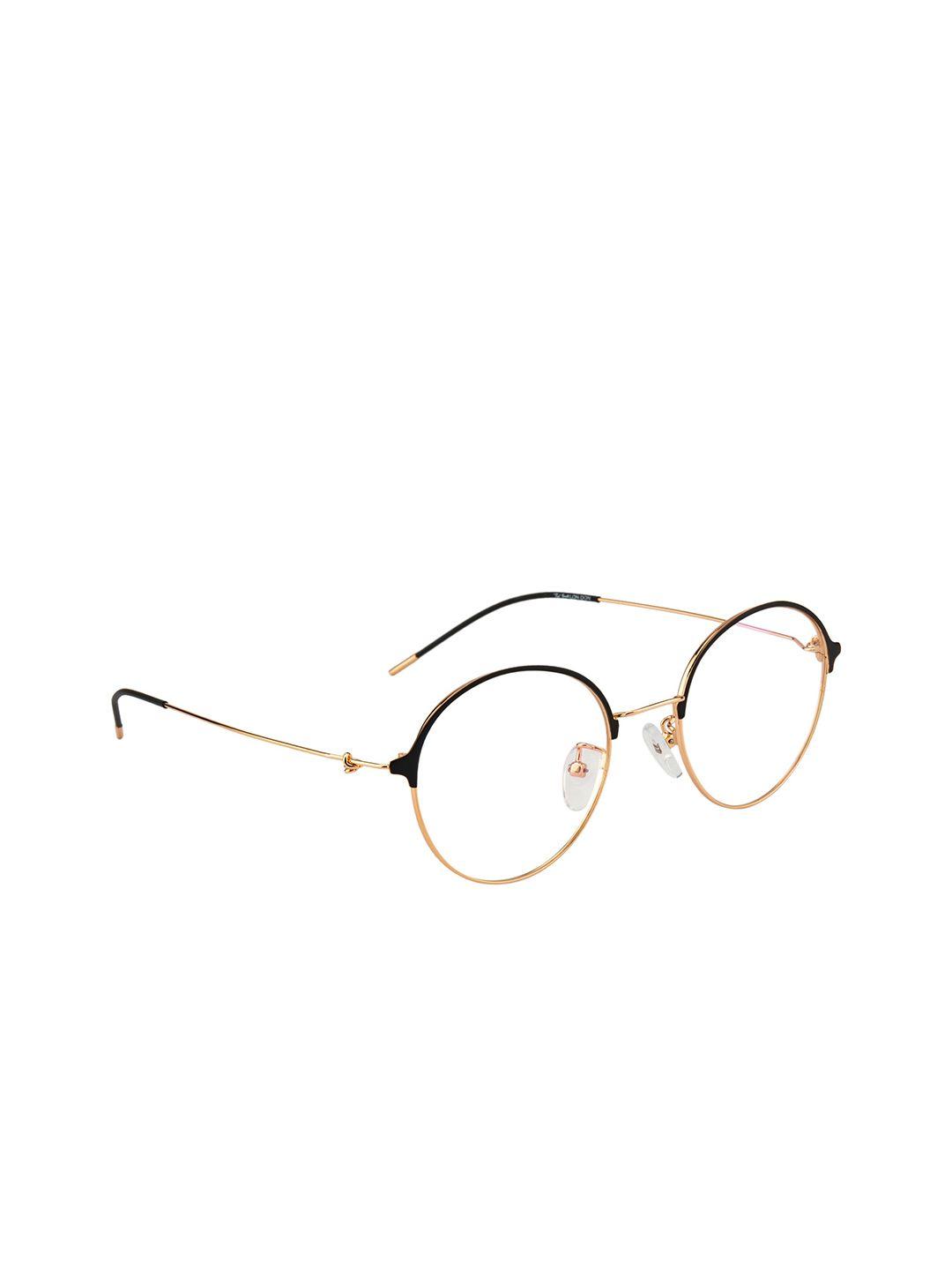 ted smith unisex gold-toned & black full rim round frames eyeglasses