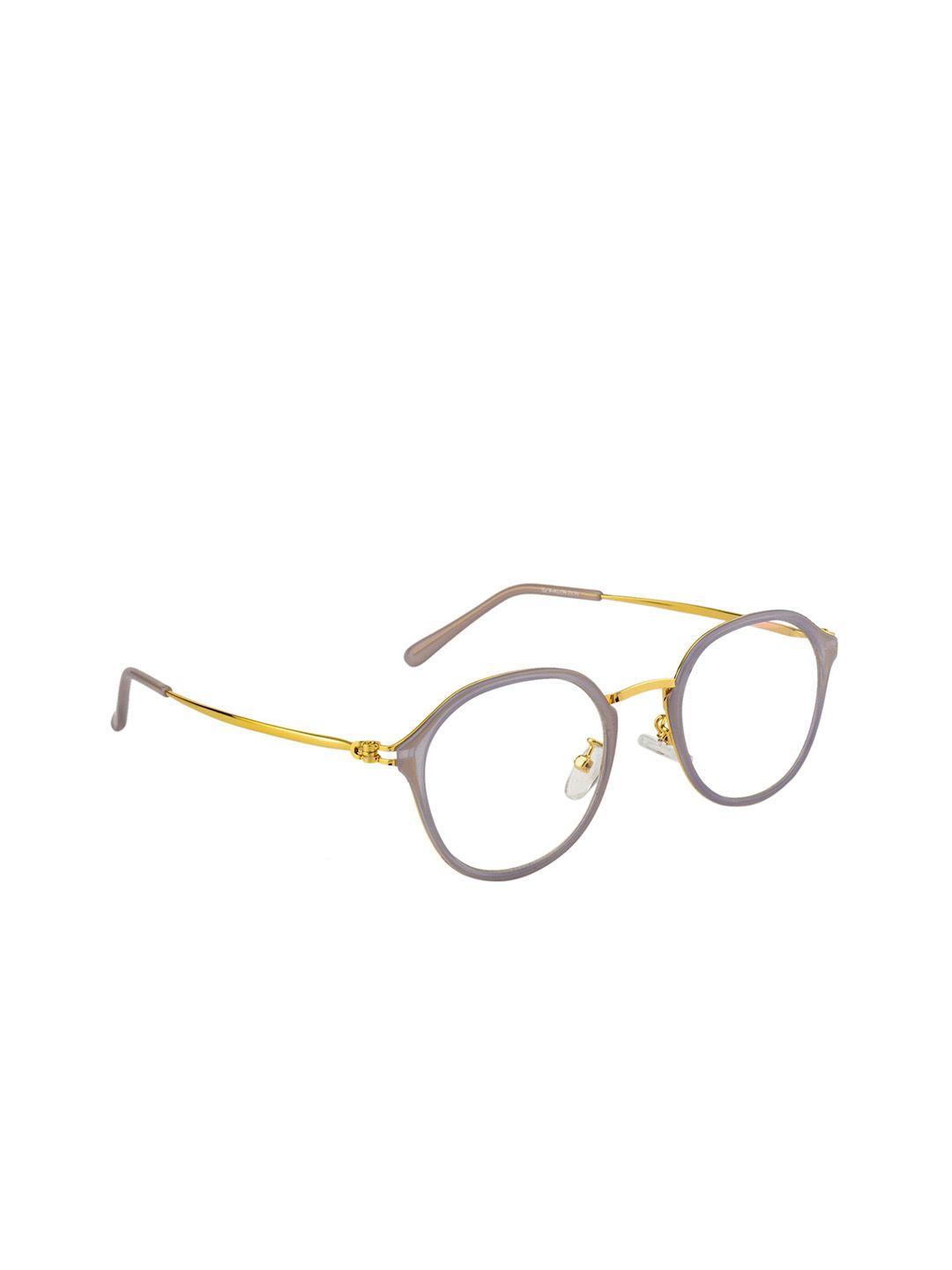 ted smith unisex gold-toned & grey colourblocked full rim round frames eyeglasses