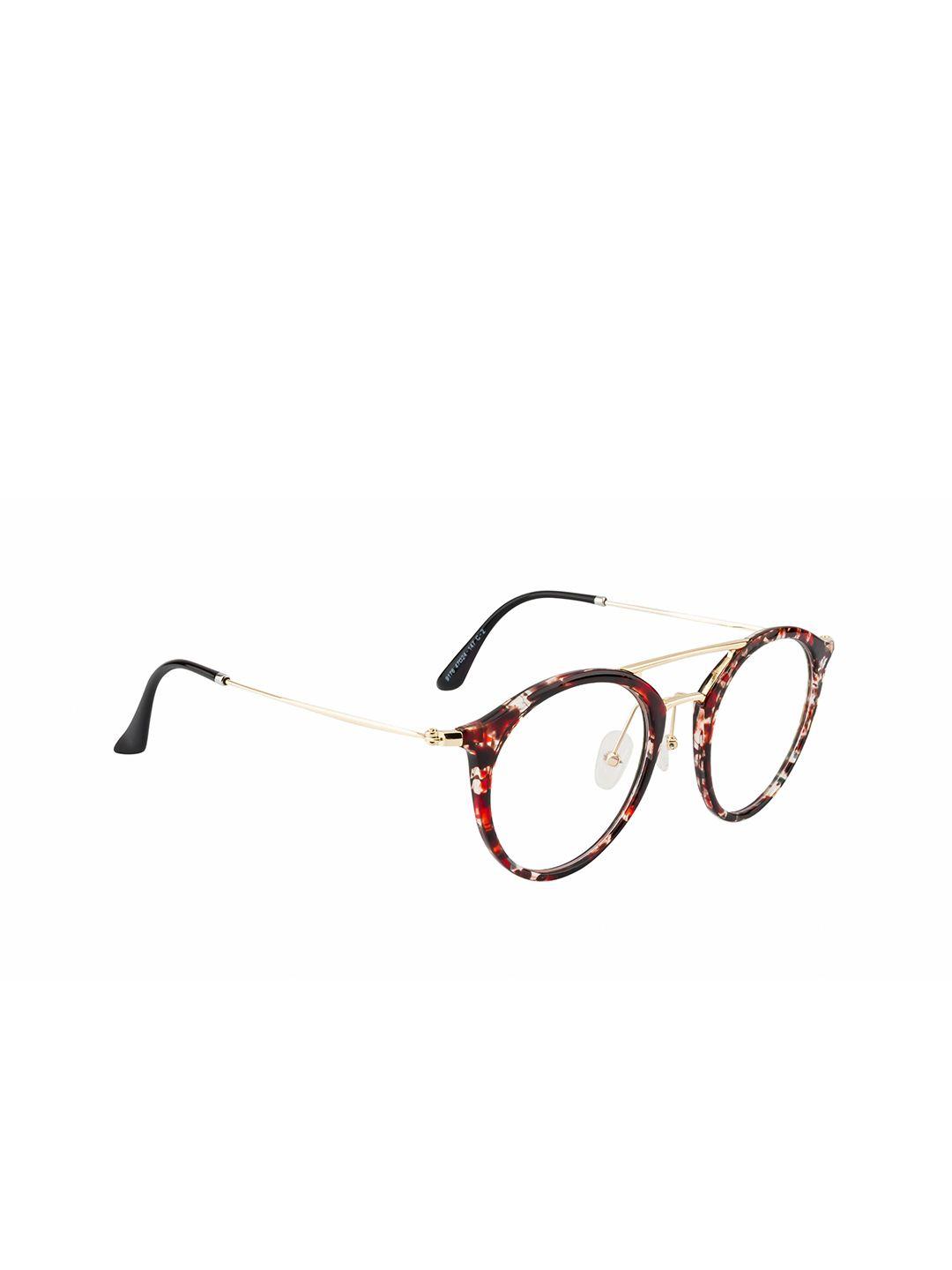 ted smith unisex gold-toned & red full rim round frames eyeglasses