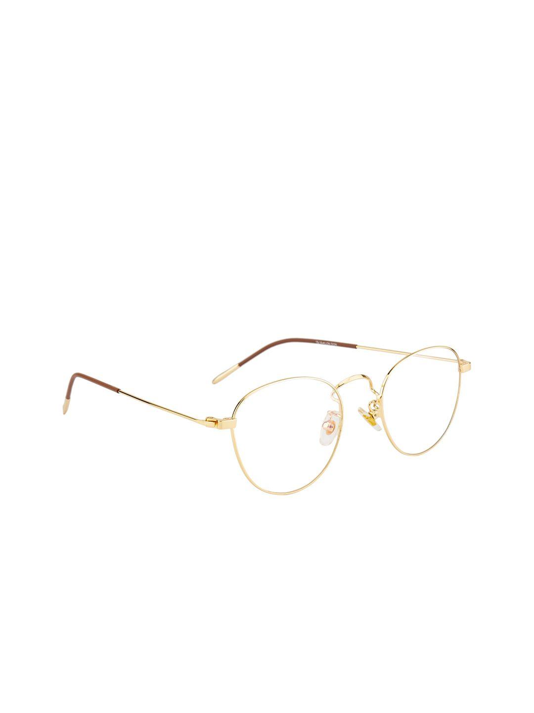 ted smith unisex gold-toned full rim round frames eyeglasses