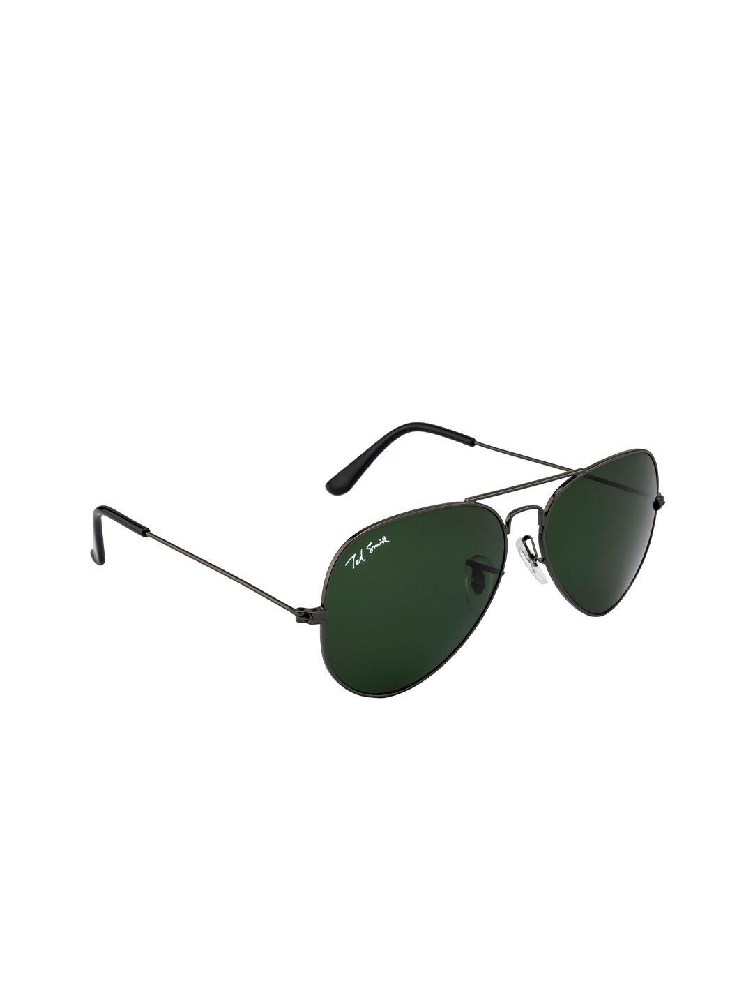 ted smith unisex green lens & black aviator sunglasses with uv protected lens avimast_c18