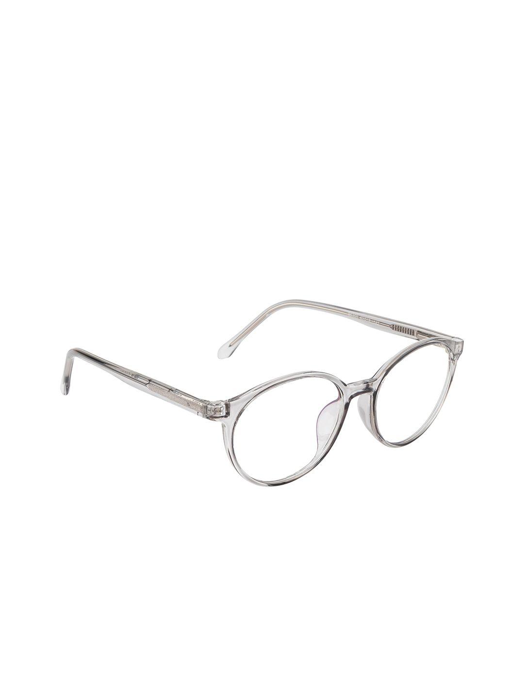 ted smith unisex grey & gunmetal-toned full rim round frames eyeglasses