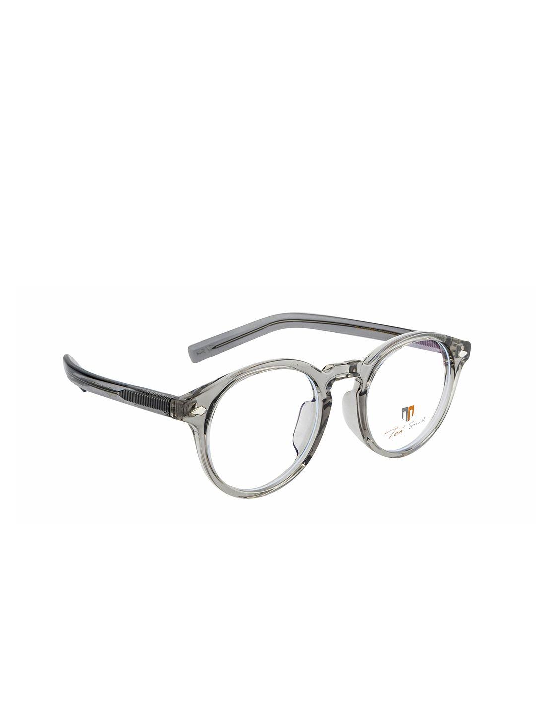 ted smith unisex grey & gunmetal-toned full rim round frames ts-11013_gry