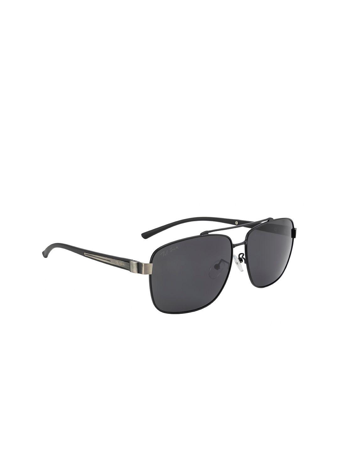 ted smith unisex grey lens & black aviator sunglasses with polarised and uv protected lens