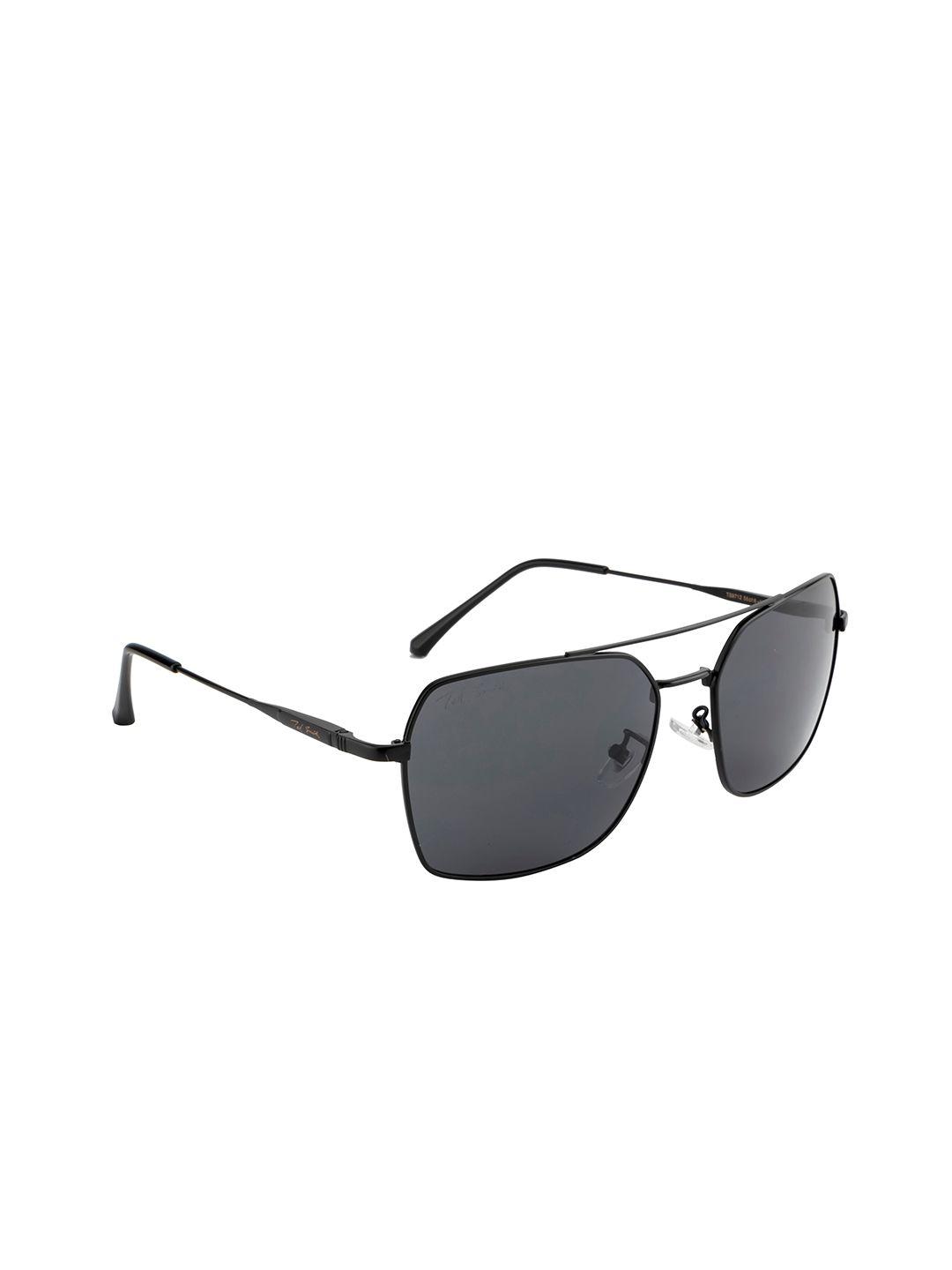 ted smith unisex grey lens & black aviator uv protected lens sunglasses
