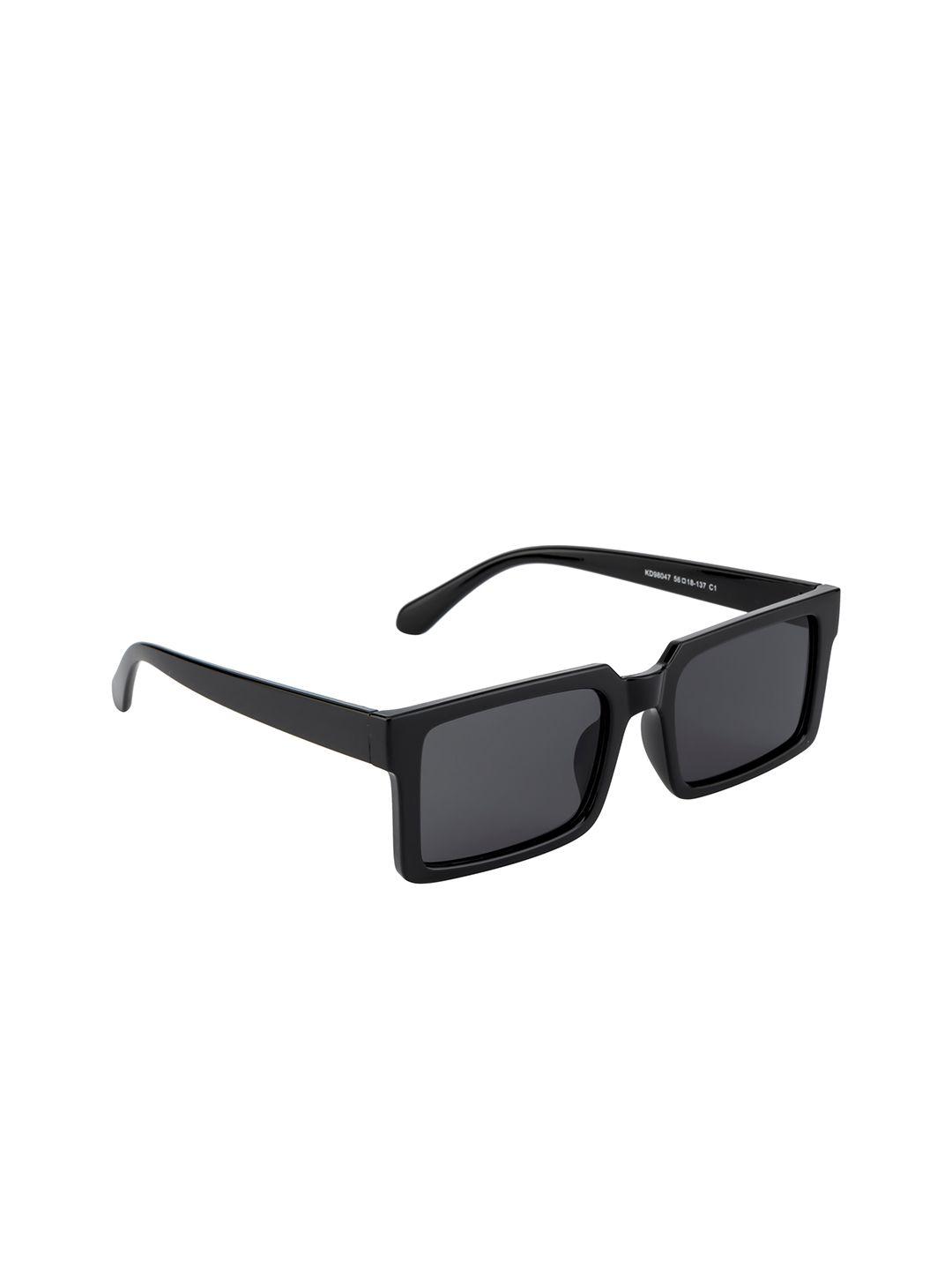 ted smith unisex grey lens & black rectangle sunglasses with uv protected lens