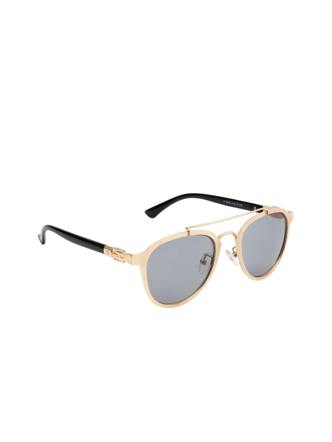 ted smith unisex grey lens & gold-toned aviator sunglasses with uv protected lens