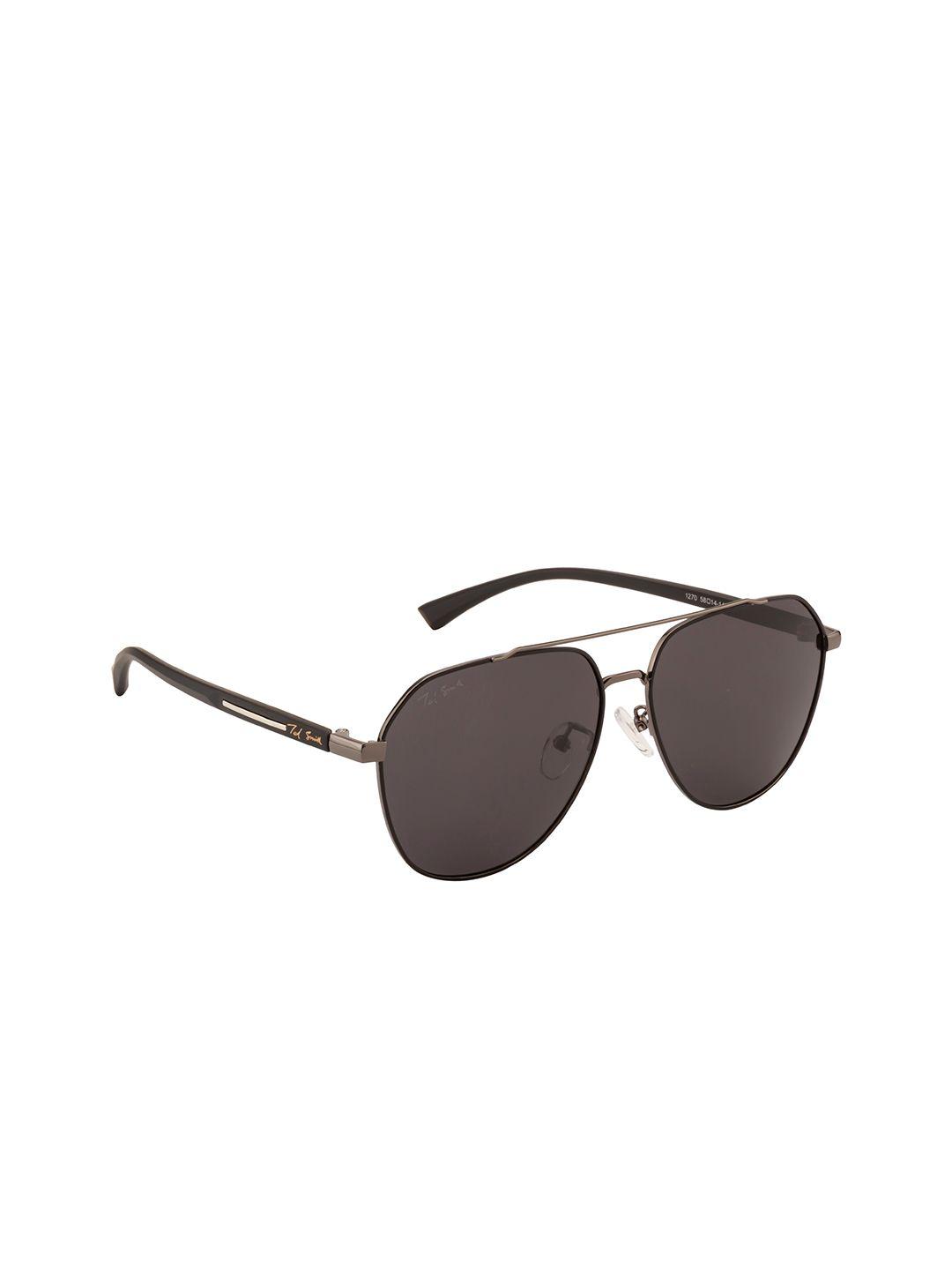 ted smith unisex grey lens & gunmetal-toned aviator sunglasses with polarised lens