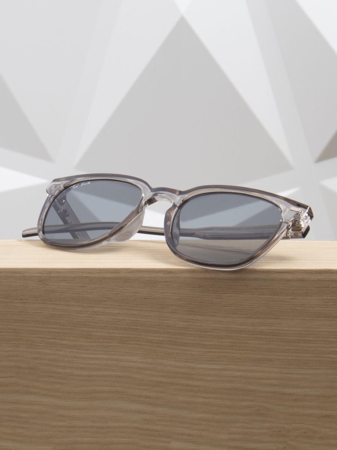 ted smith unisex grey lens & white wayfarer sunglasses with uv protected lens