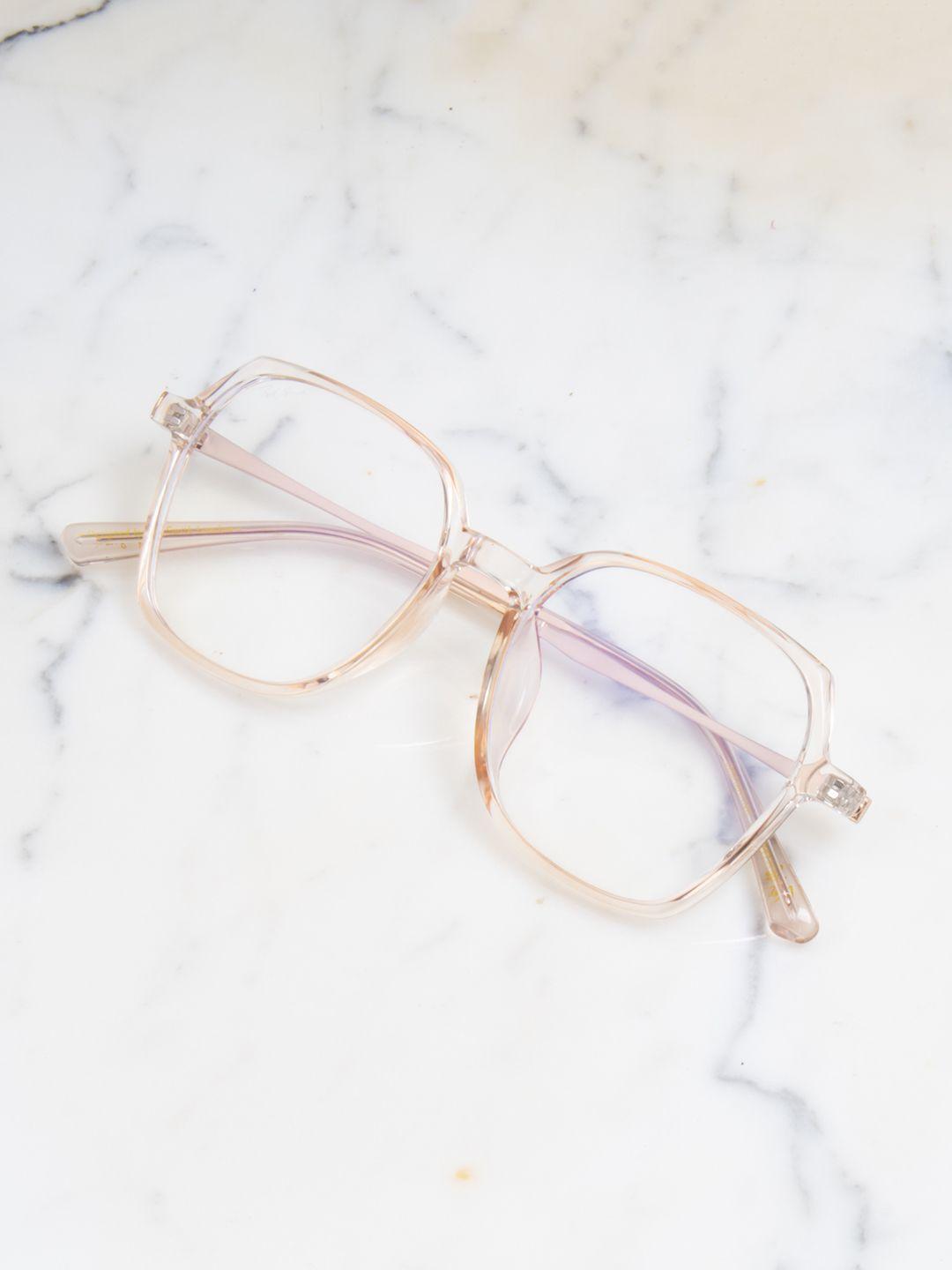 ted smith unisex peach-coloured full rim square frames