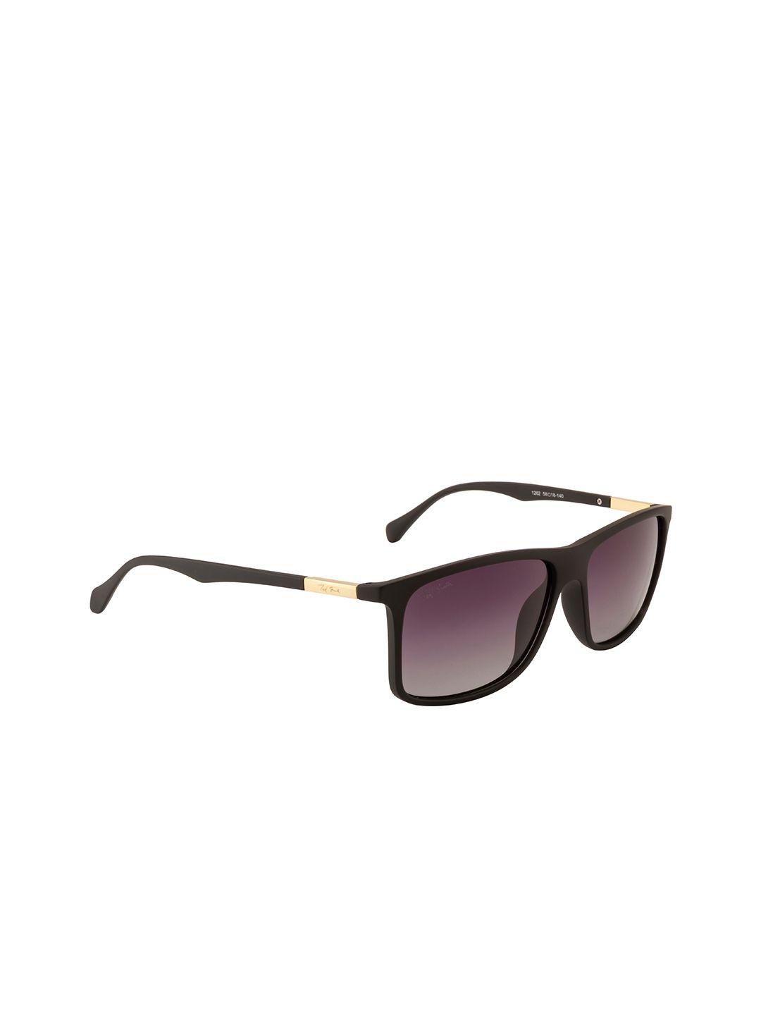 ted smith unisex purple lens & black square sunglasses with polarised lens