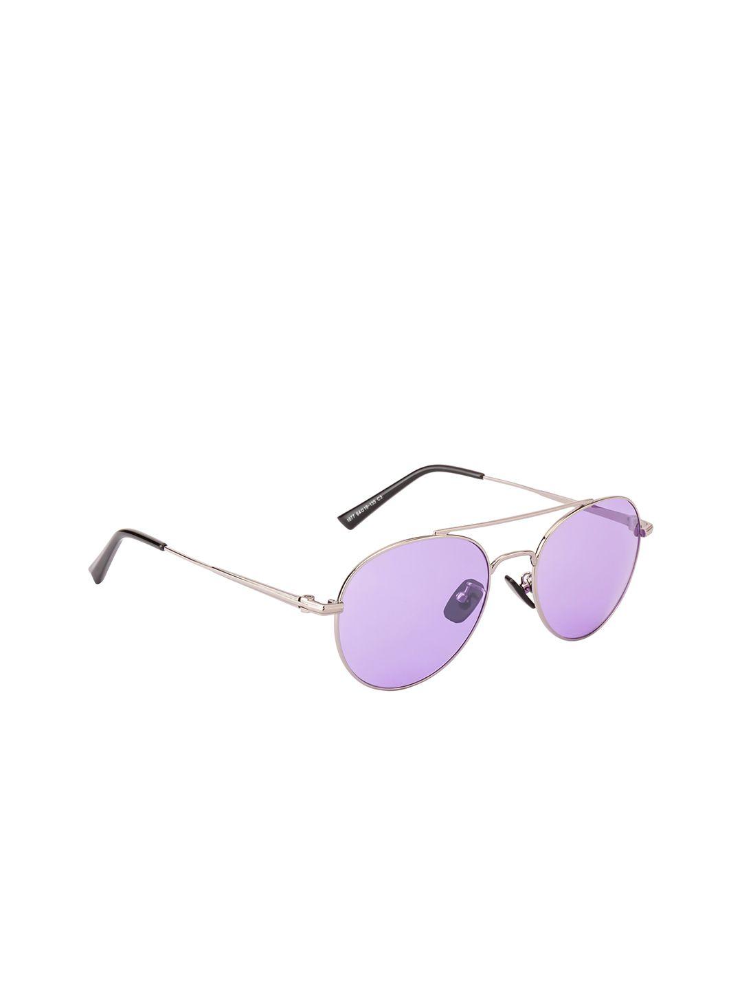 ted smith unisex purple lens & gunmetal-toned aviator sunglasses with uv protected lens