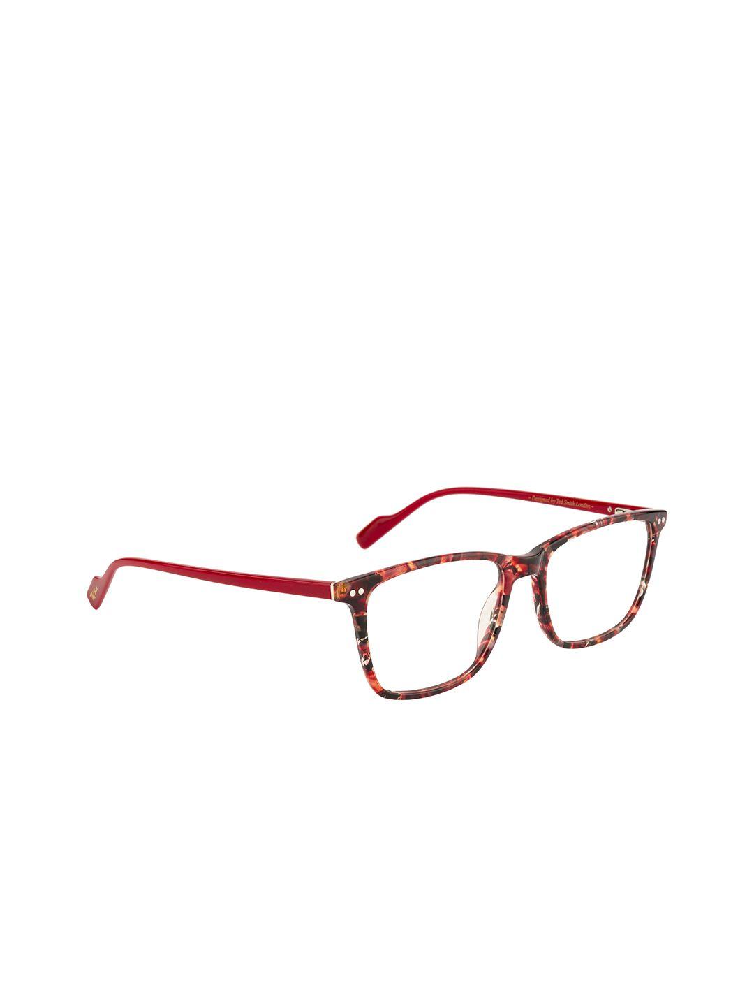 ted smith unisex red & black full rim wayfarer frames