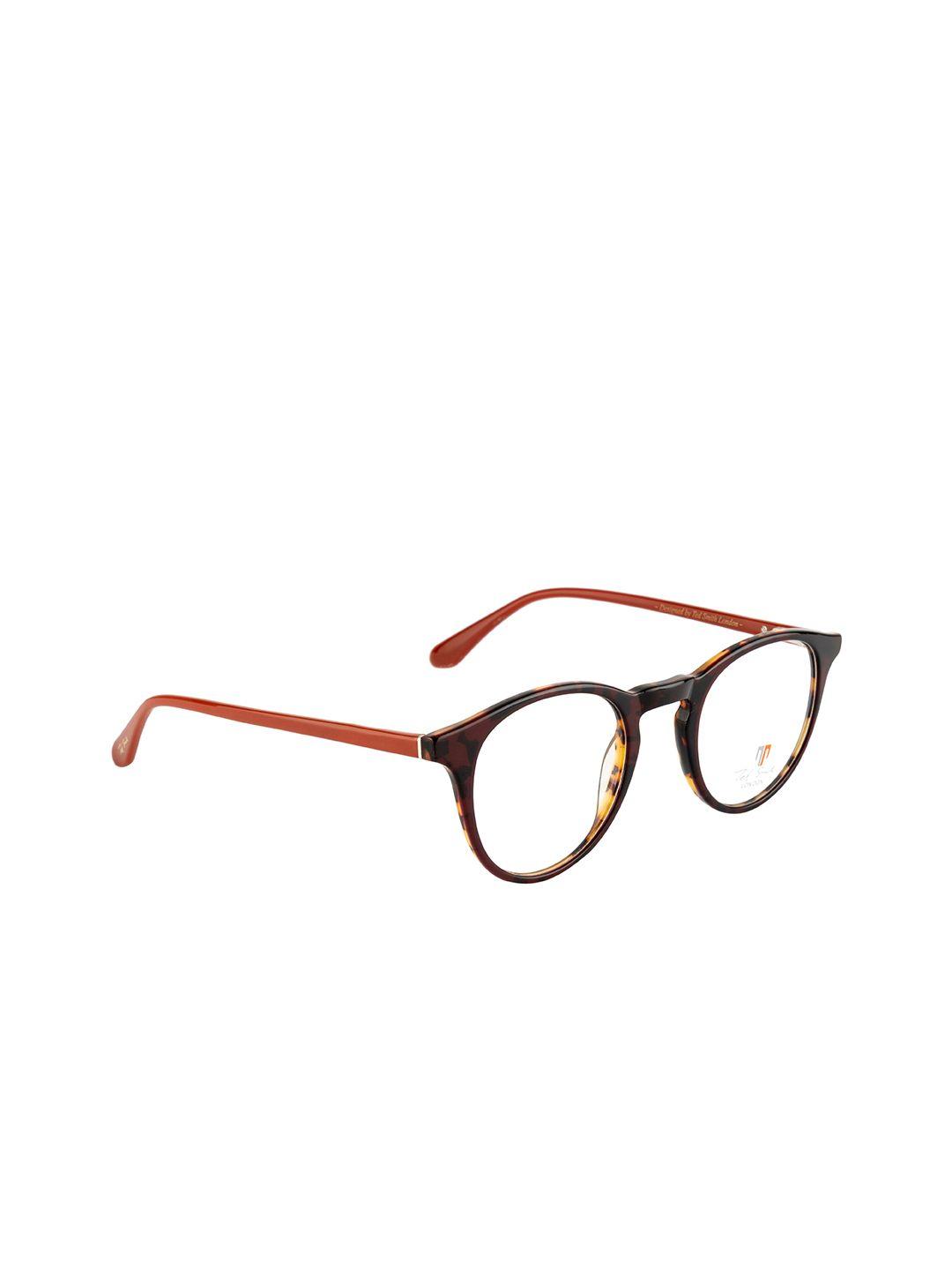 ted smith unisex red & brown full rim round frames