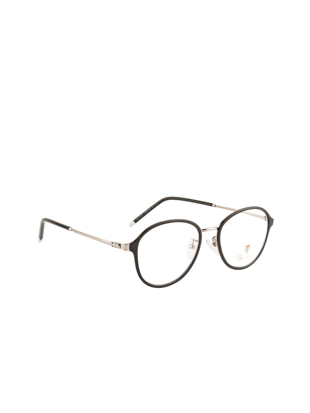 ted smith unisex silver-toned & black full rim round frames eyeglasses