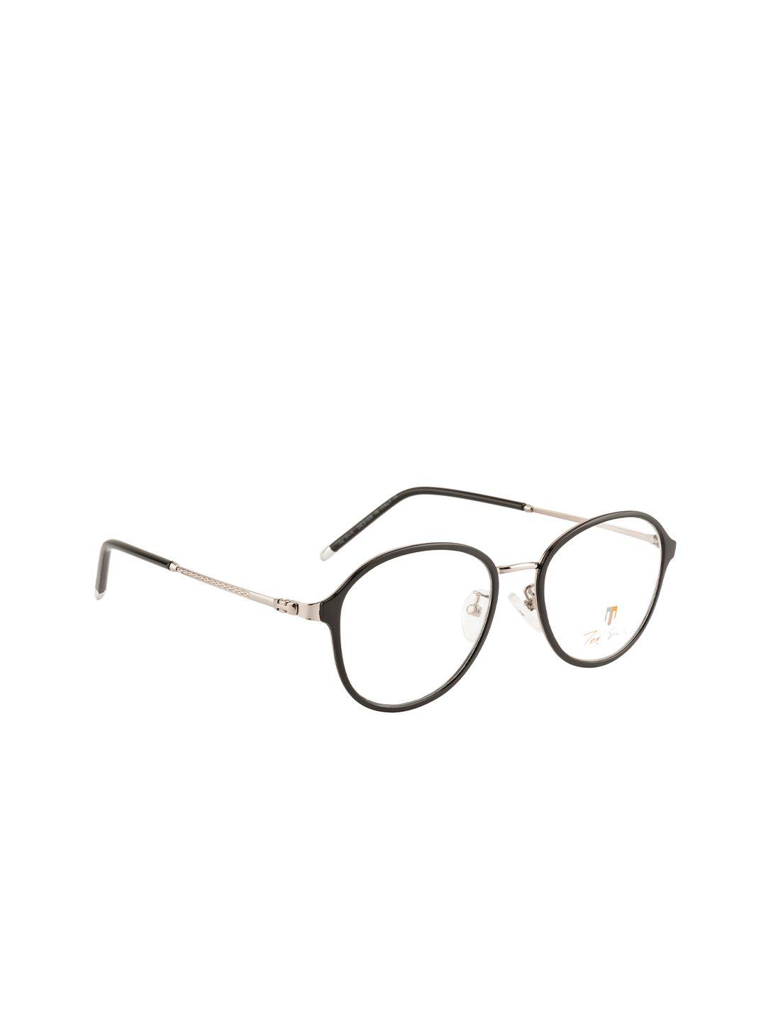 ted smith unisex silver-toned & black full rim round frames