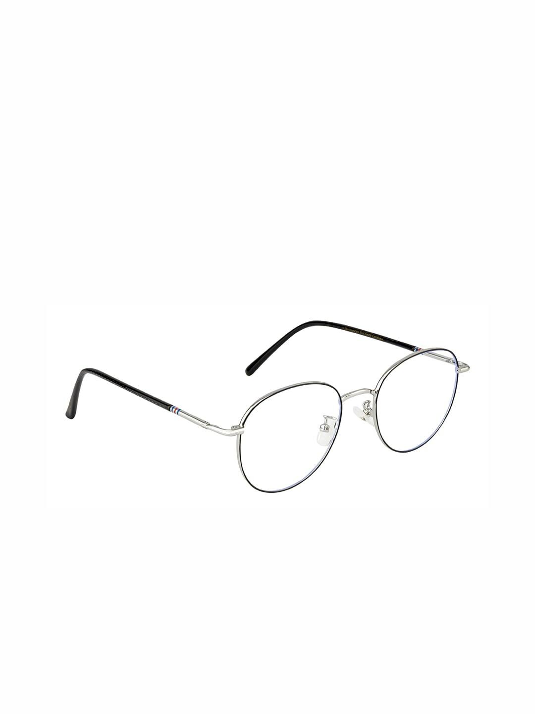 ted smith unisex silver-toned full rim round frames ts-373_blk-sil