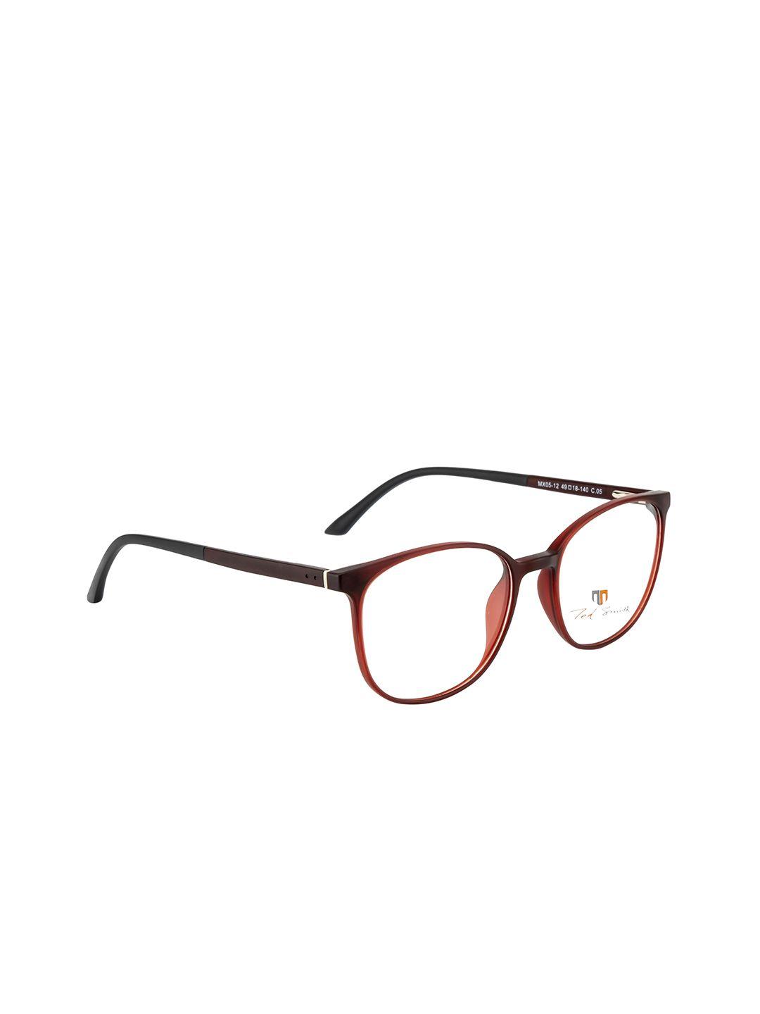 ted smith unisex transparent & maroon full rim round frames eyeglasses