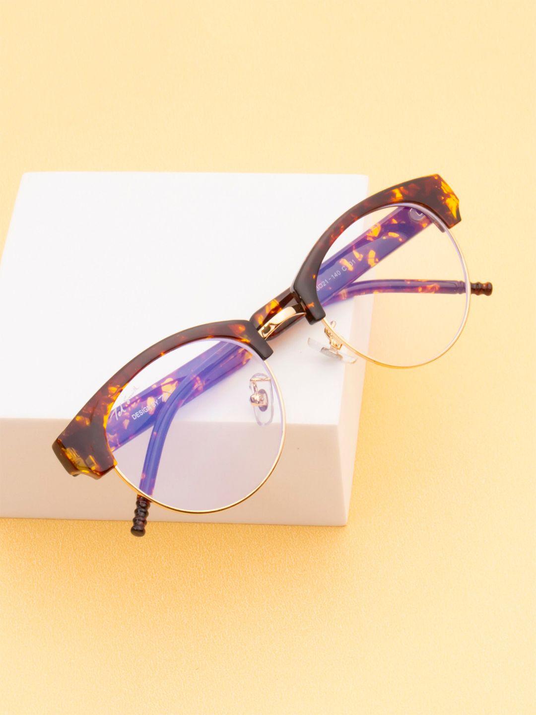 ted smith women abstract printed half rim browline frames