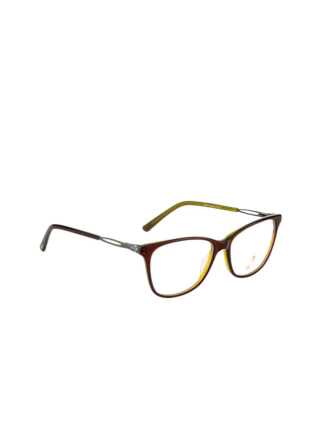 ted smith women brown & lime green full rim cateye frames ts-376_c5