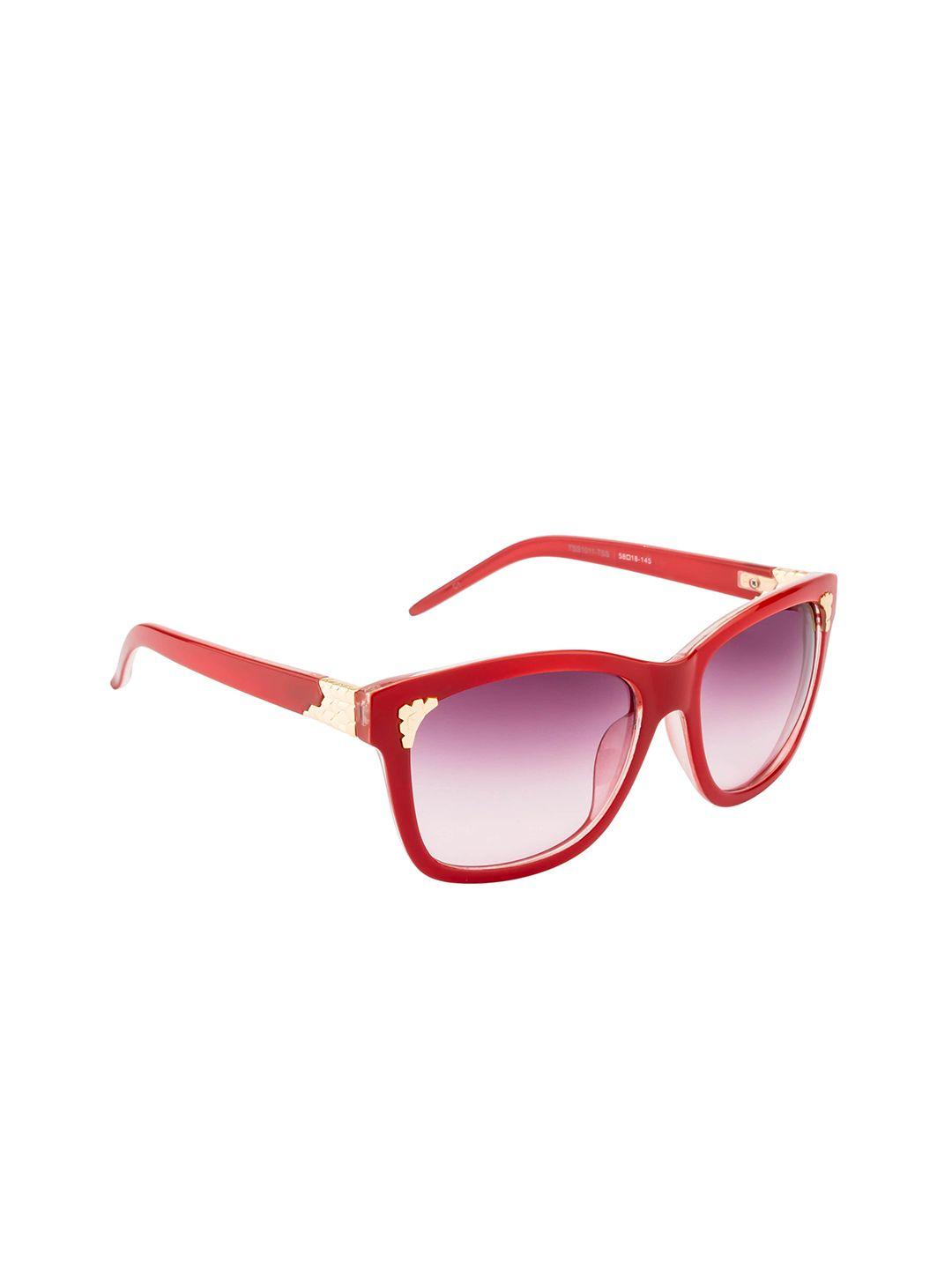 ted smith women purple lens & red wayfarer sunglasses with uv protected lens