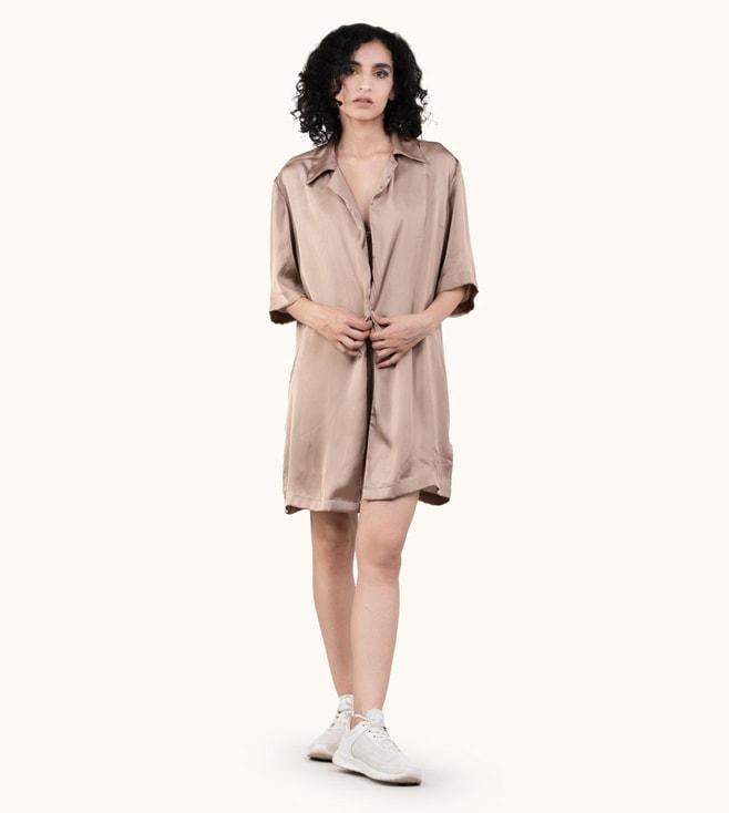 ted.ferde champagne color kos shirt with short and camisole