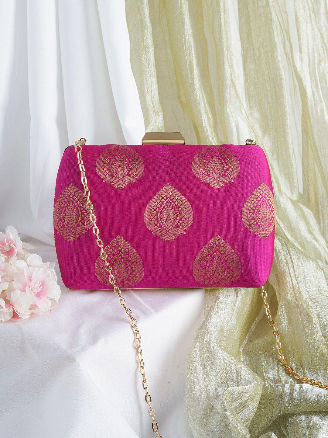 teejh embroidered box clutch with shoulder strap
