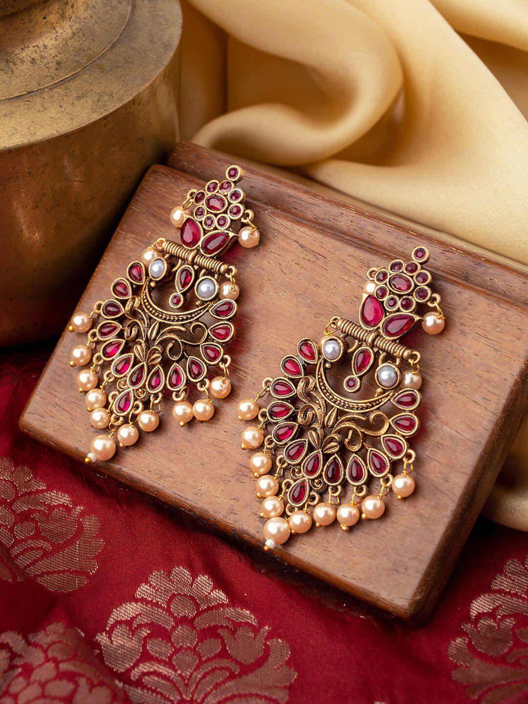 teejh gold-toned contemporary drop earrings