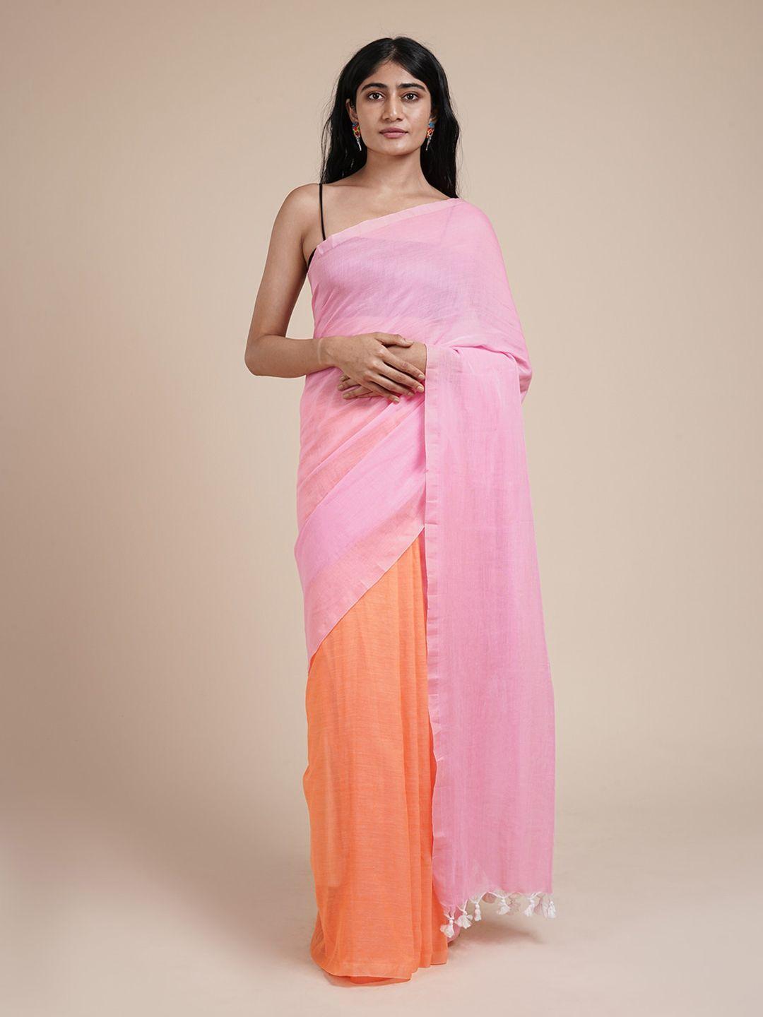 teejh colourblocked pure cotton saree