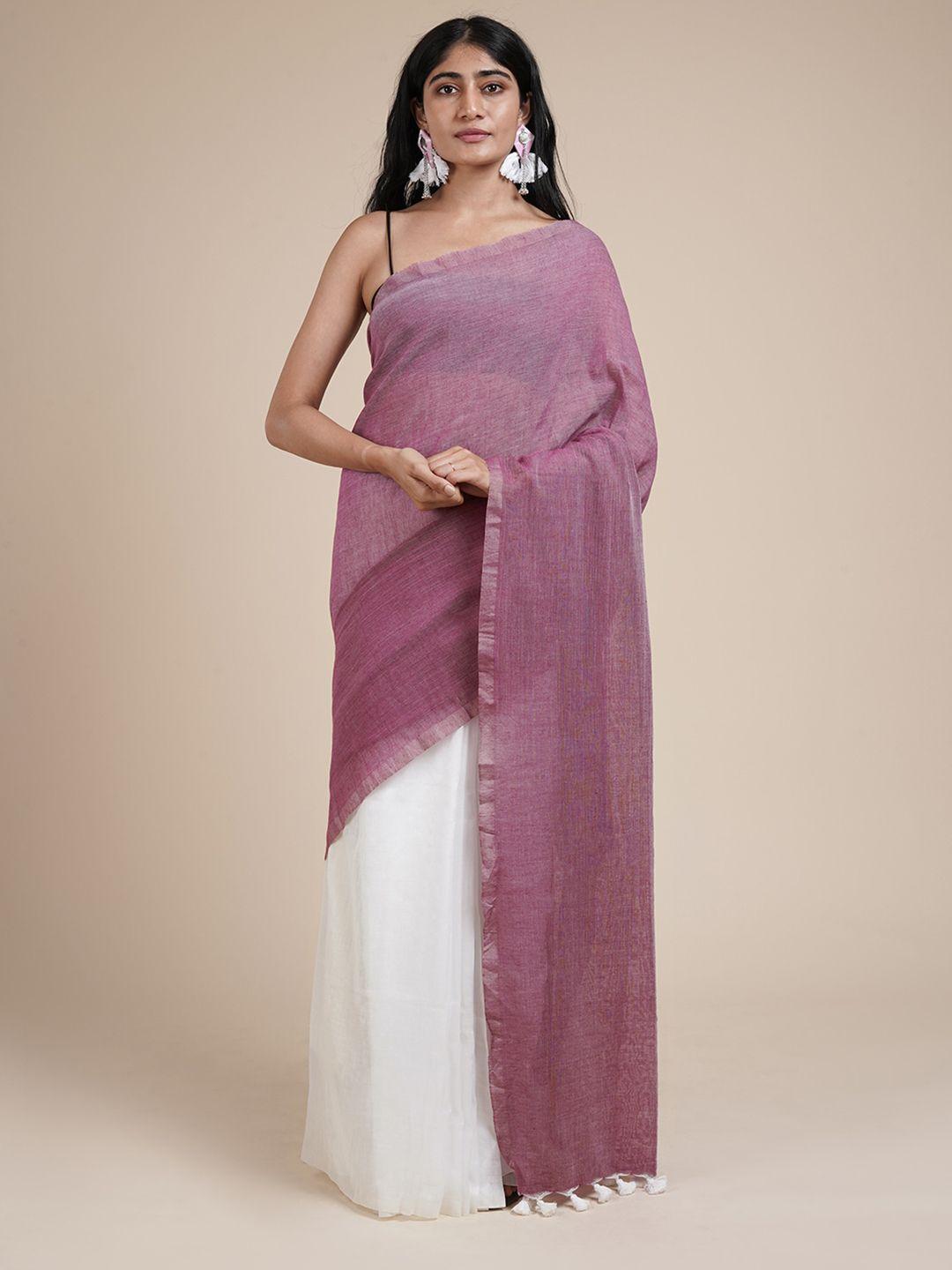 teejh colourblocked zari pure cotton saree