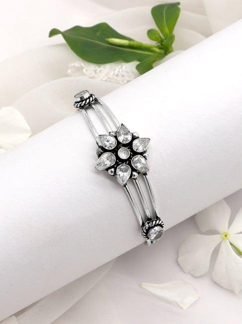 teejh dhatri white silver oxidized bracelet for women