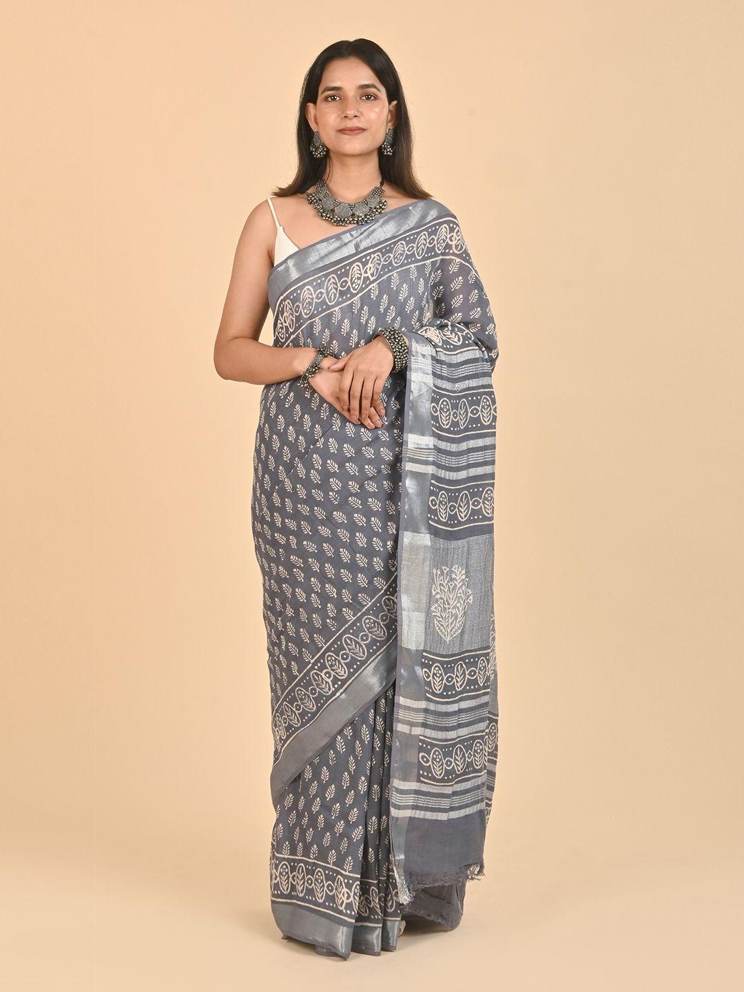 teejh ethnic motifs printed zari saree