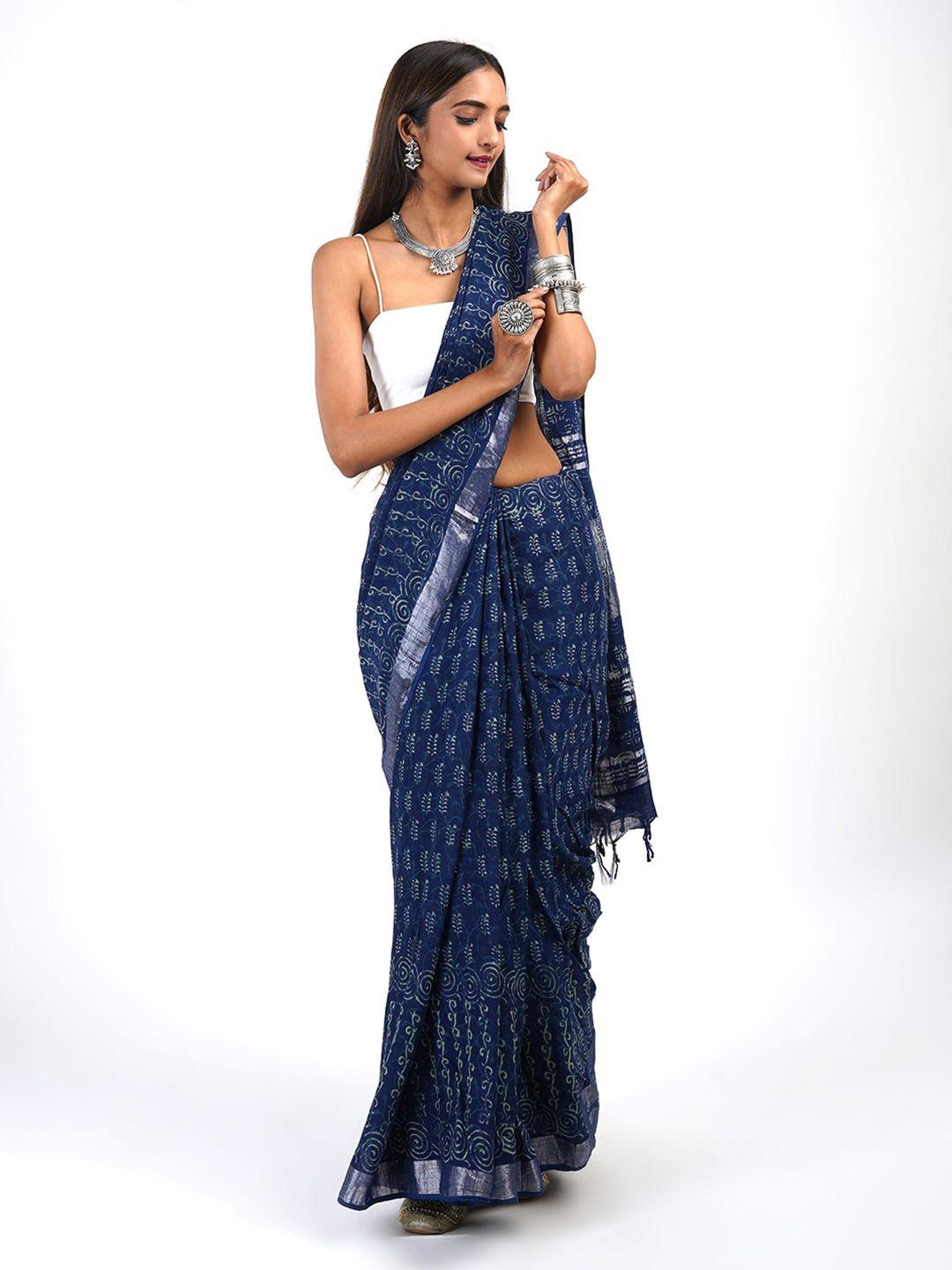 teejh ethnic motifs printed zari saree