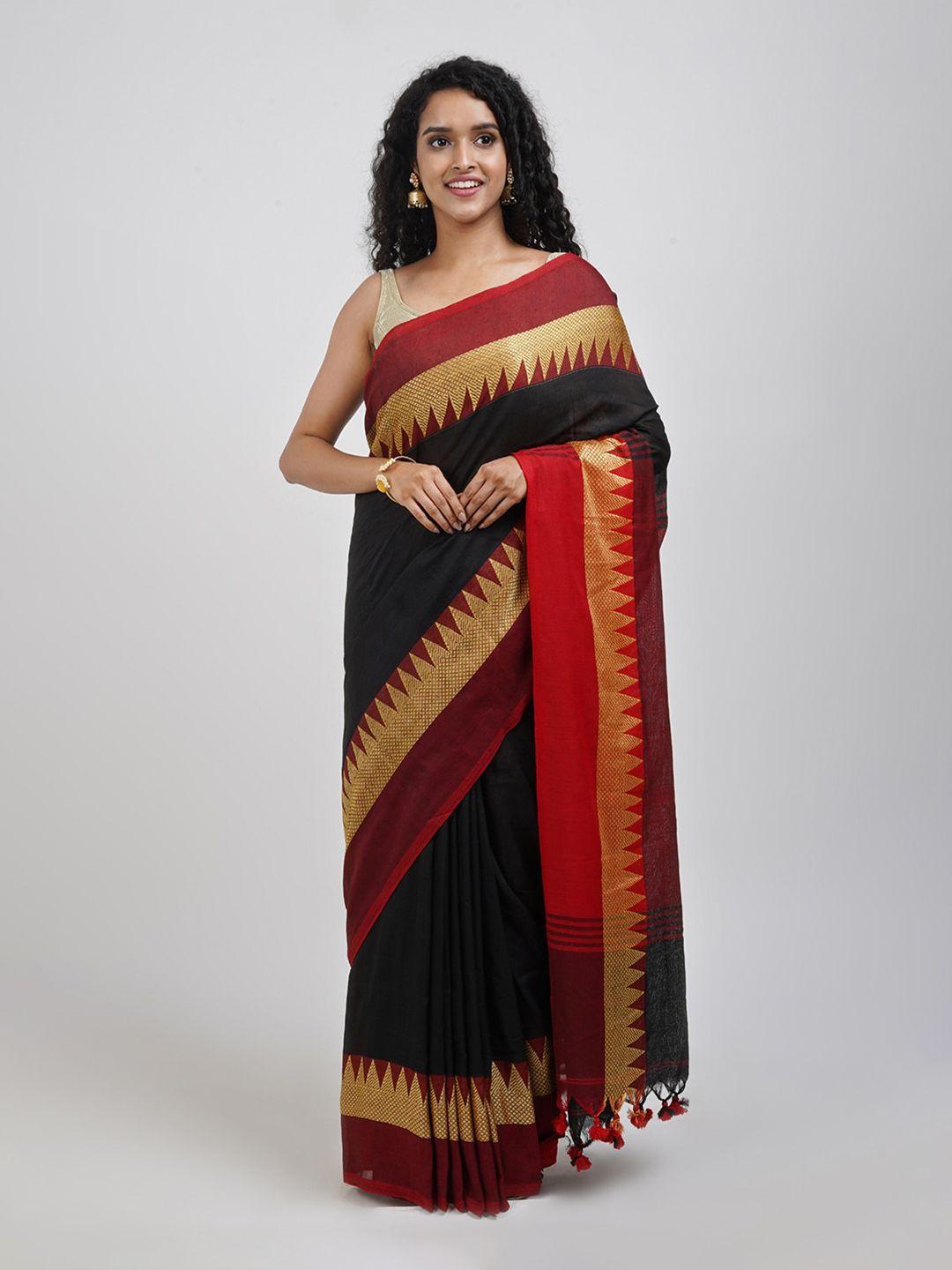 teejh ethnic motifs woven design pure cotton saree