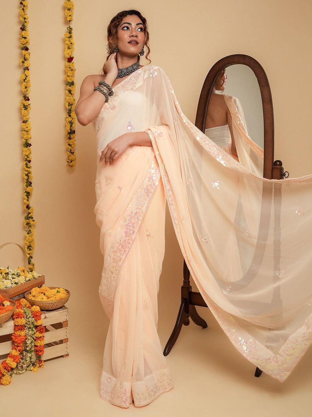 teejh floral embellished sequinned saree