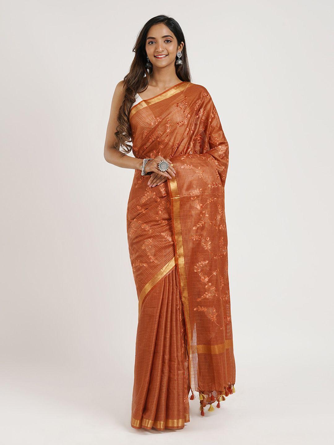 teejh floral embroidered zari kota saree