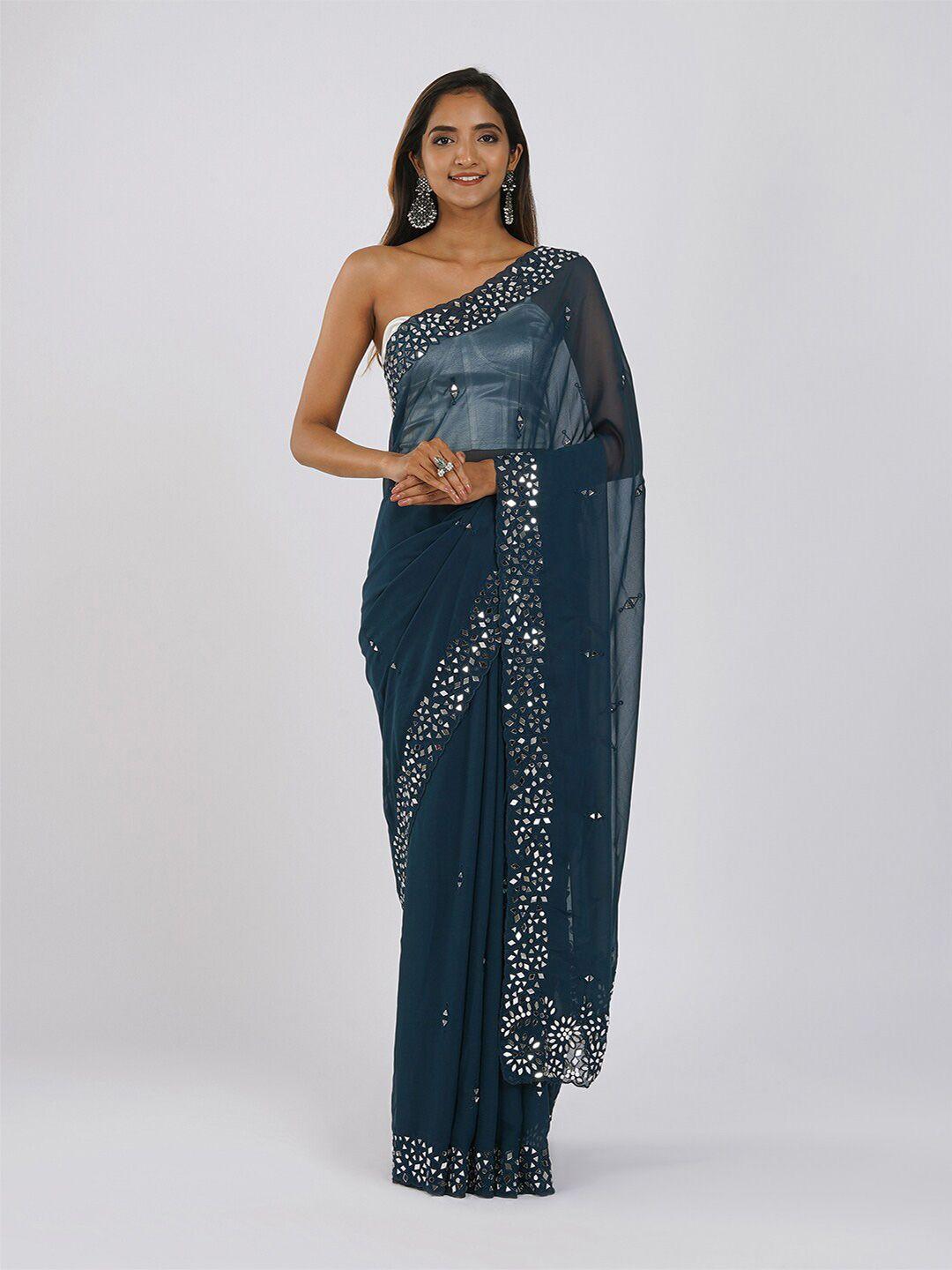 teejh geometric sequinned embellished saree