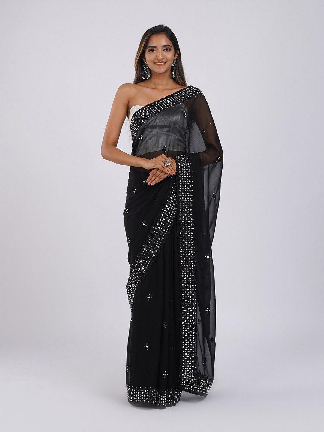 teejh geometric sequinned embellished saree